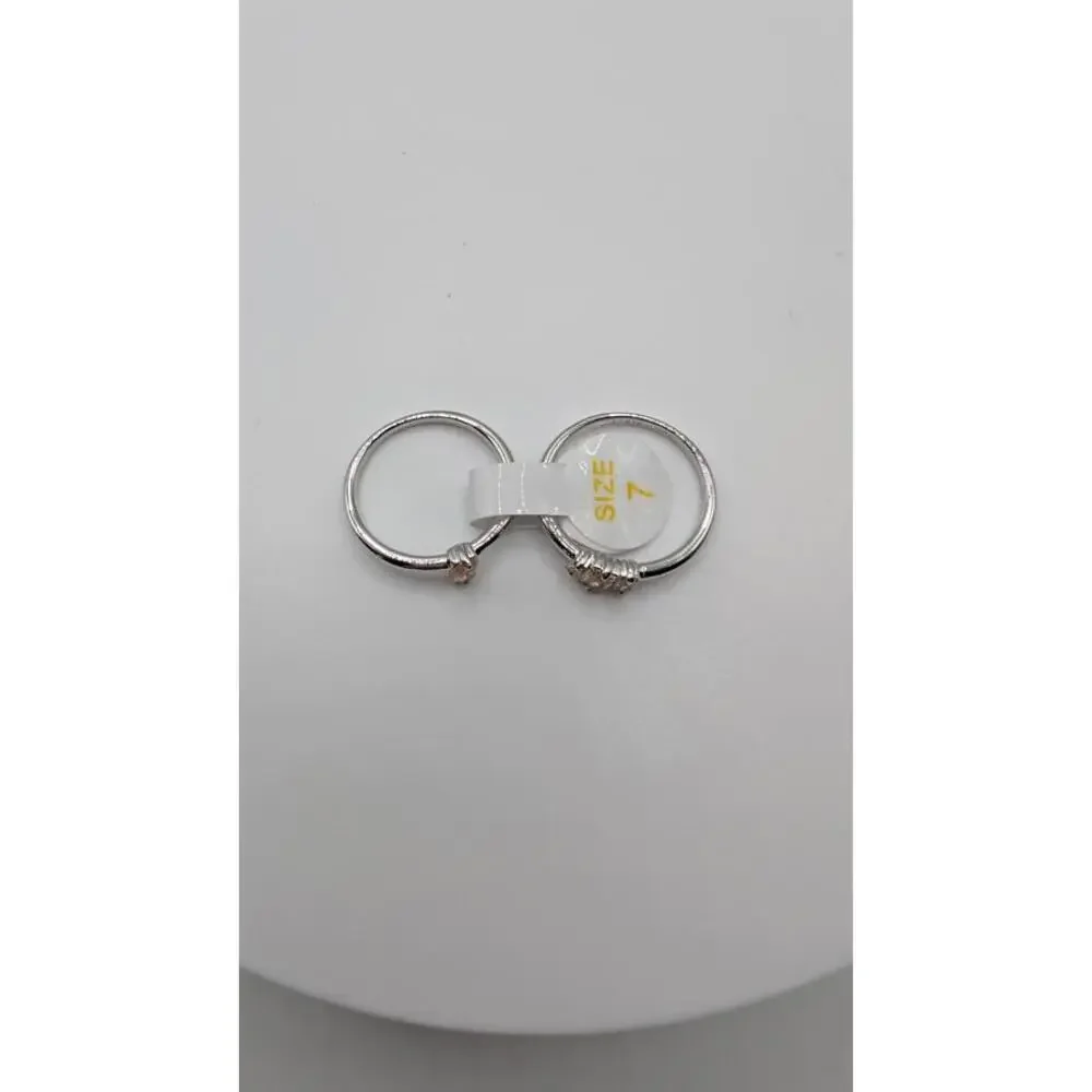 Swirling Stars Above Rhodium Plated Ring with Lemon Cubic Zirconia Size 7 - Picture 5 of 7